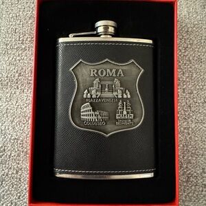 Black and Silver Roma Flask